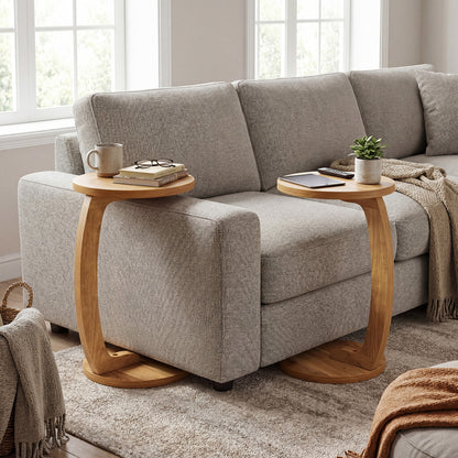 24 Inch Round C-Shaped Side Table, Thickened Top, Sturdy Base End & Side Tables at Gallery Canada