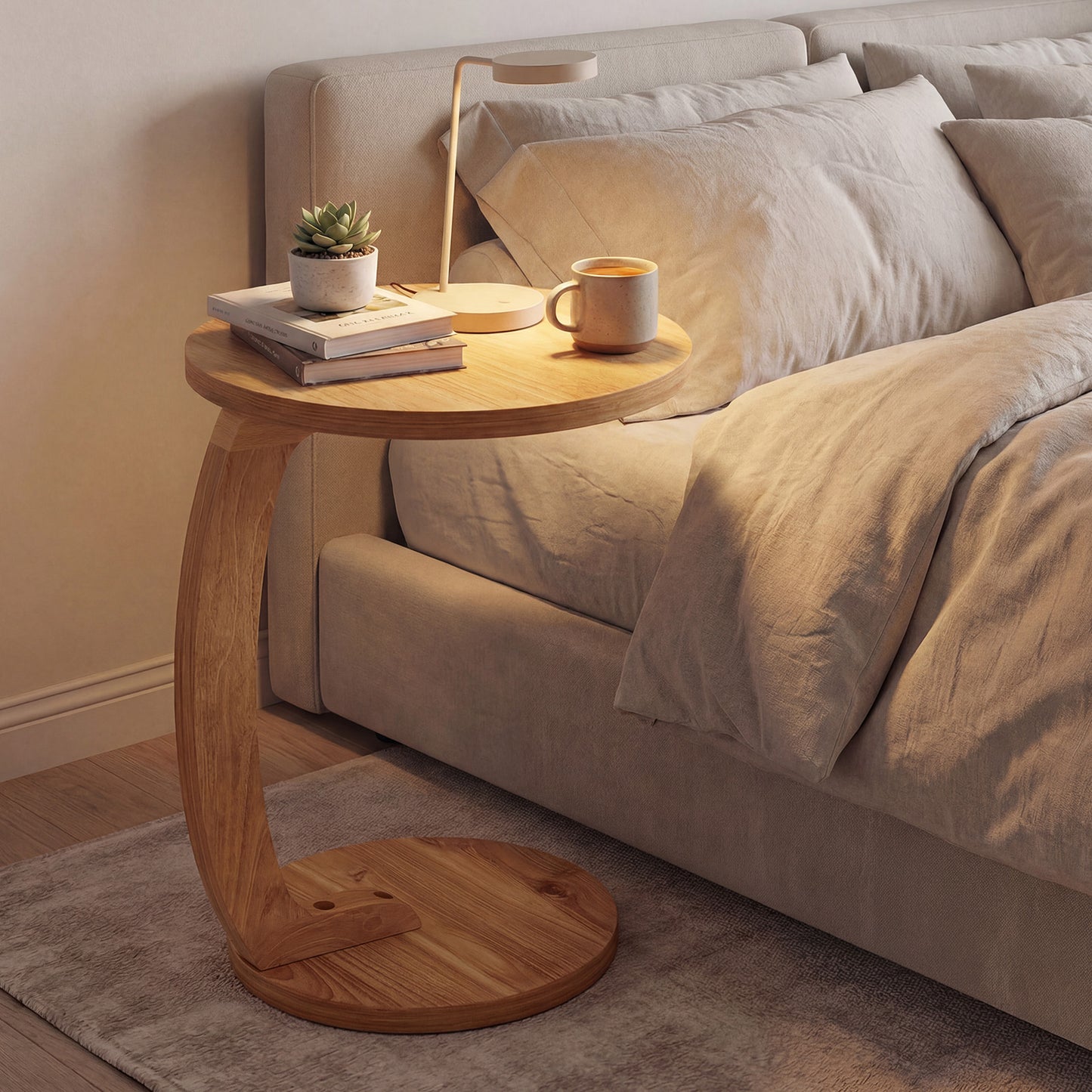 24 Inch Round C-Shaped Side Table, Thickened Top, Sturdy Base End & Side Tables at Gallery Canada