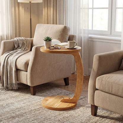 24 Inch Round C-Shaped Side Table, Thickened Top, Sturdy Base End & Side Tables at Gallery Canada