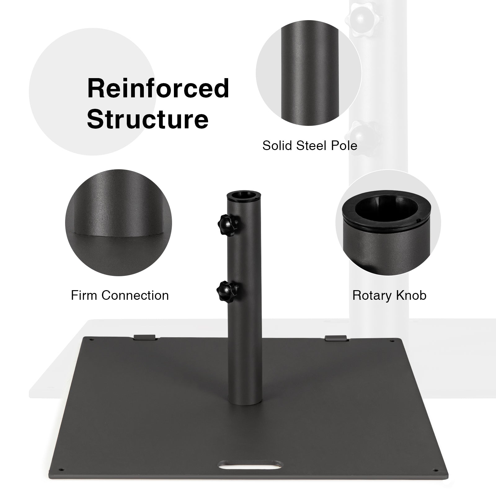 24 Inch Square Patio Umbrella Base 50 LBS Weighted, Black Outdoor Umbrella Bases at Gallery Canada