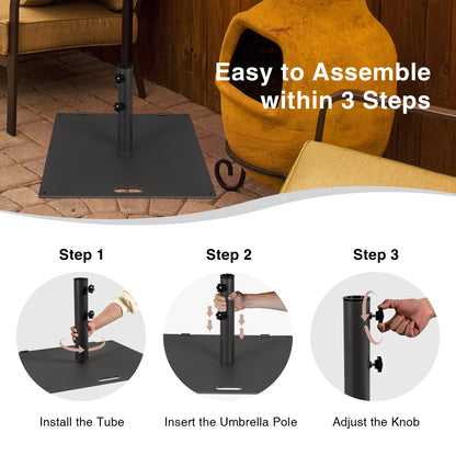 24 Inch Square Patio Umbrella Base 50 LBS Weighted, Black Outdoor Umbrella Bases at Gallery Canada