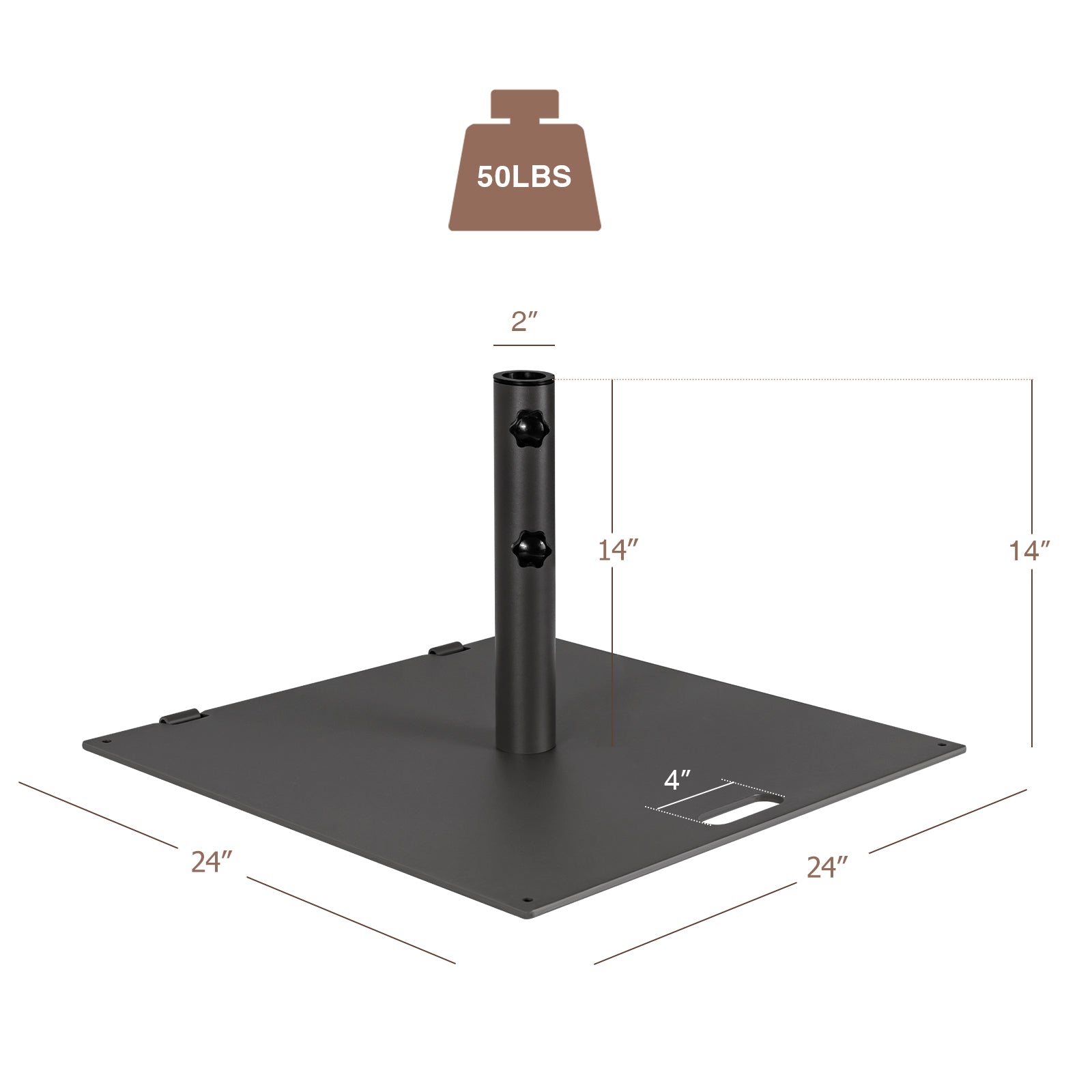 24 Inch Square Patio Umbrella Base 50 LBS Weighted, Black Outdoor Umbrella Bases at Gallery Canada