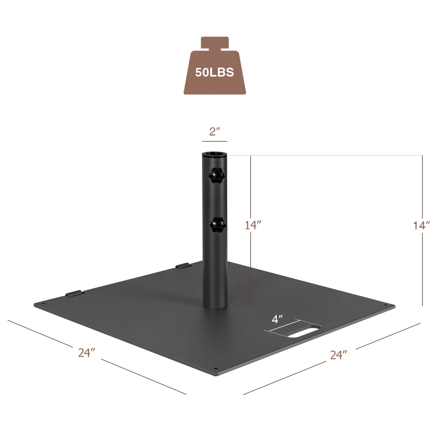 24 Inch Square Patio Umbrella Base 50 LBS Weighted, Black Outdoor Umbrella Bases at Gallery Canada