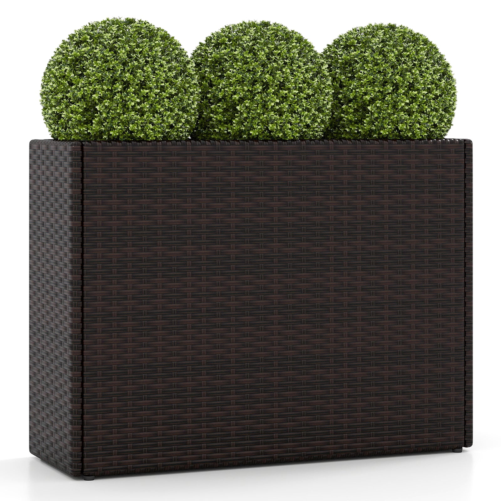 24 Inch Tall Raised Garden Bed All-Weather PE Rattan Wicker Flowerpot with Liner Raised Garden Beds at Gallery Canada