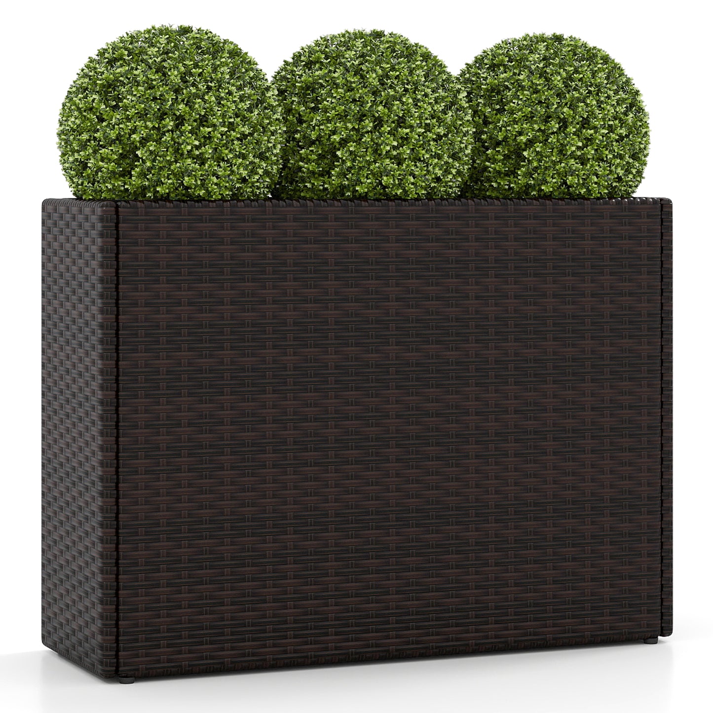 24 Inch Tall Raised Garden Bed All-Weather PE Rattan Wicker Flowerpot with Liner Raised Garden Beds at Gallery Canada
