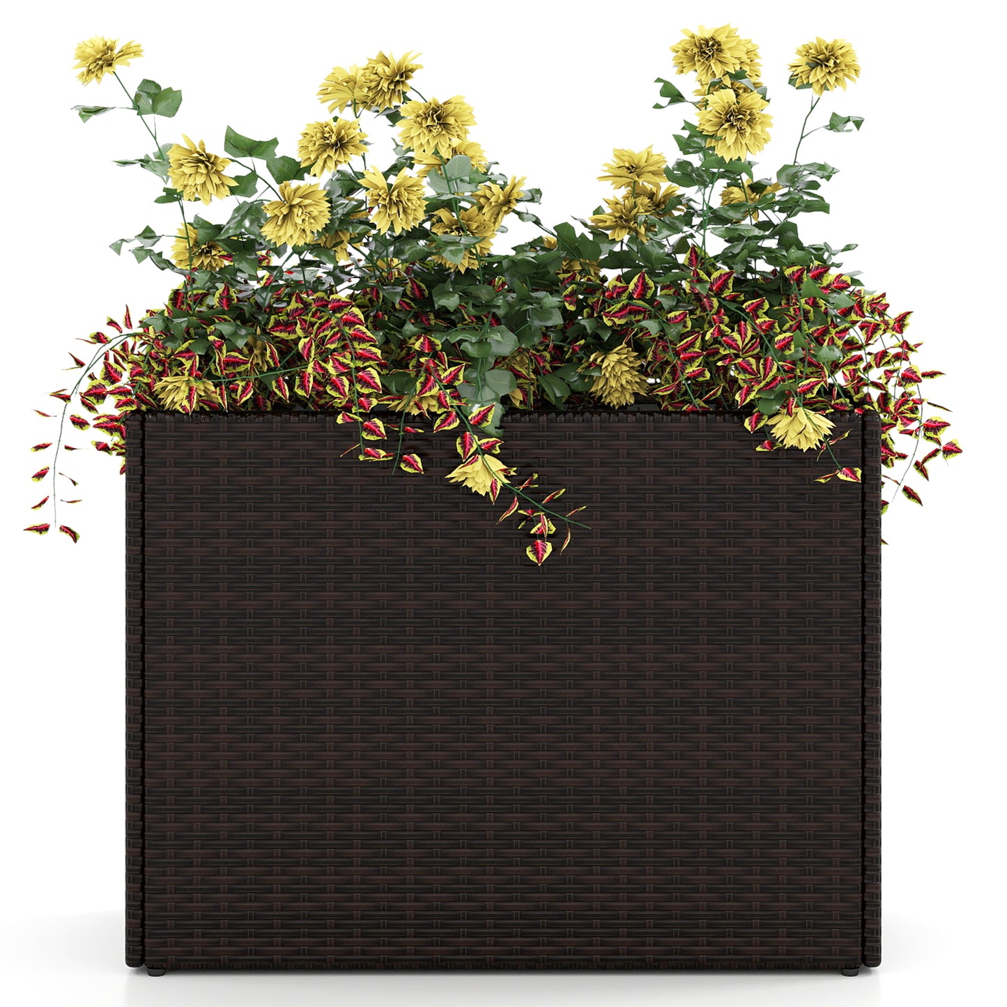 24 Inch Tall Raised Garden Bed All-Weather PE Rattan Wicker Flowerpot with Liner Raised Garden Beds at Gallery Canada