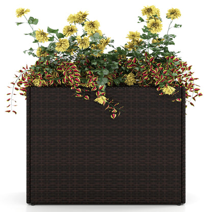 24 Inch Tall Raised Garden Bed All-Weather PE Rattan Wicker Flowerpot with Liner Raised Garden Beds at Gallery Canada