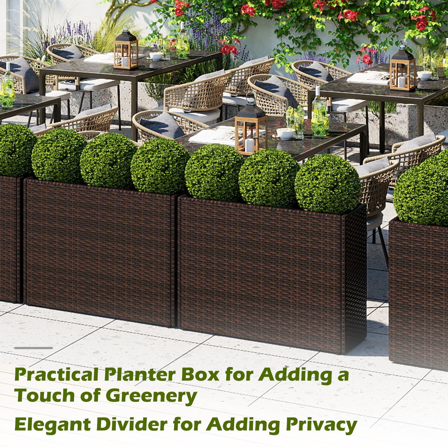 24 Inch Tall Raised Garden Bed All-Weather PE Rattan Wicker Flowerpot with Liner Raised Garden Beds at Gallery Canada