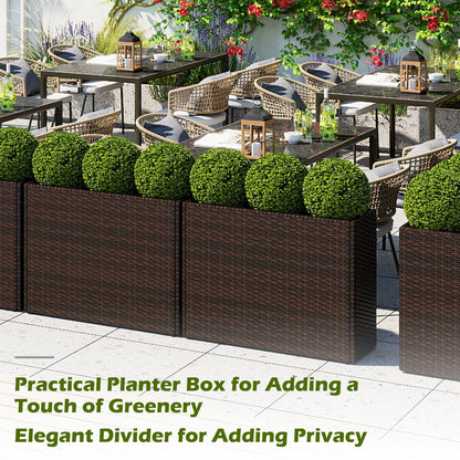 24 Inch Tall Raised Garden Bed All-Weather PE Rattan Wicker Flowerpot with Liner Raised Garden Beds at Gallery Canada