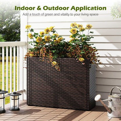 24 Inch Tall Raised Garden Bed All-Weather PE Rattan Wicker Flowerpot with Liner Raised Garden Beds at Gallery Canada