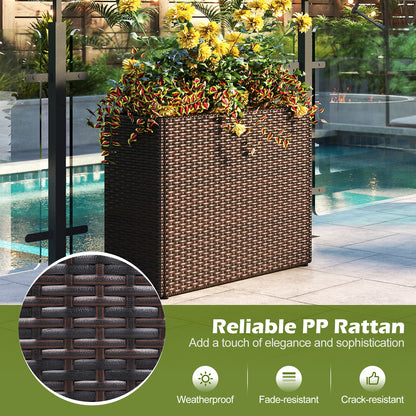 24 Inch Tall Raised Garden Bed All-Weather PE Rattan Wicker Flowerpot with Liner Raised Garden Beds at Gallery Canada