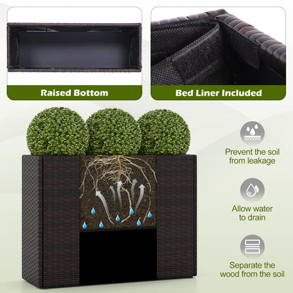 24 Inch Tall Raised Garden Bed All-Weather PE Rattan Wicker Flowerpot with Liner Raised Garden Beds at Gallery Canada