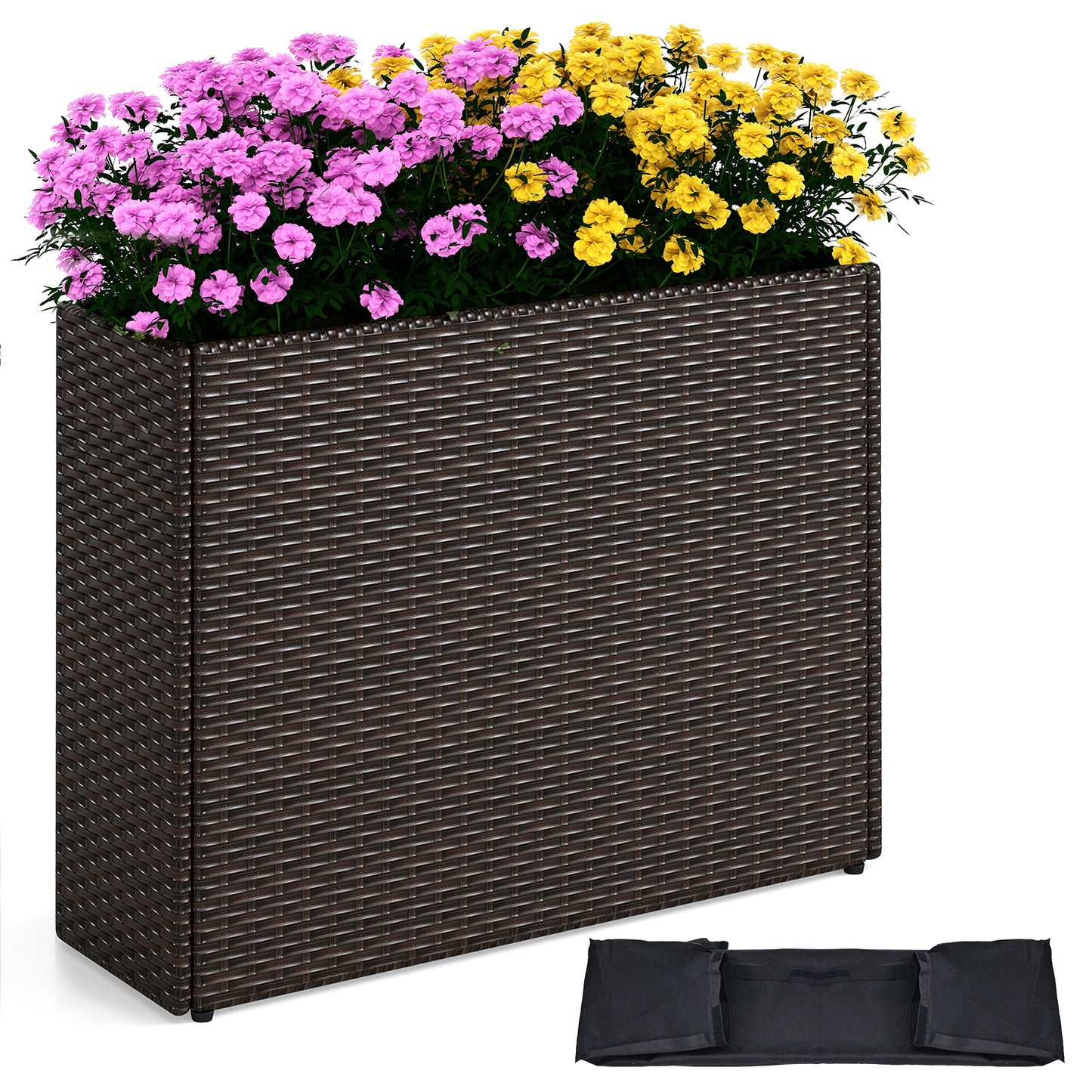 24 Inch Raised Garden Bed, All-Weather PE Rattan Wicker Flowerpot With Liner Raised Garden Beds at Gallery Canada
