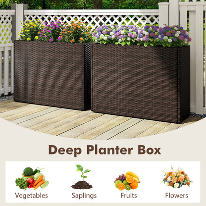 24 Inch Raised Garden Bed, All-Weather PE Rattan Wicker Flowerpot With Liner Raised Garden Beds at Gallery Canada