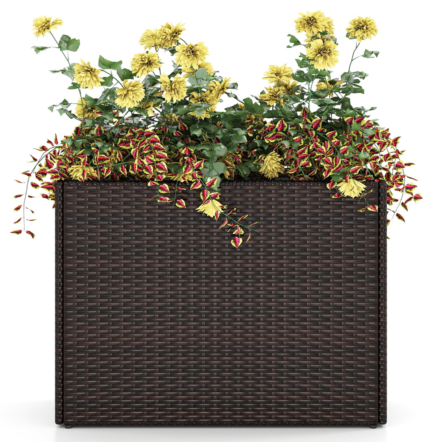 24 Inch Raised Garden Bed, All-Weather PE Rattan Wicker Flowerpot With Liner Raised Garden Beds at Gallery Canada