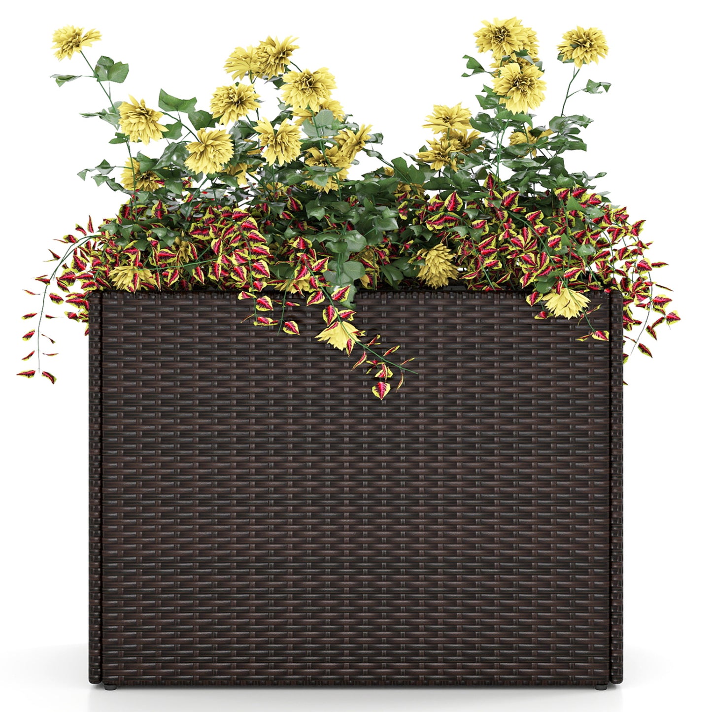 24 Inch Raised Garden Bed, All-Weather PE Rattan Wicker Flowerpot With Liner Raised Garden Beds at Gallery Canada