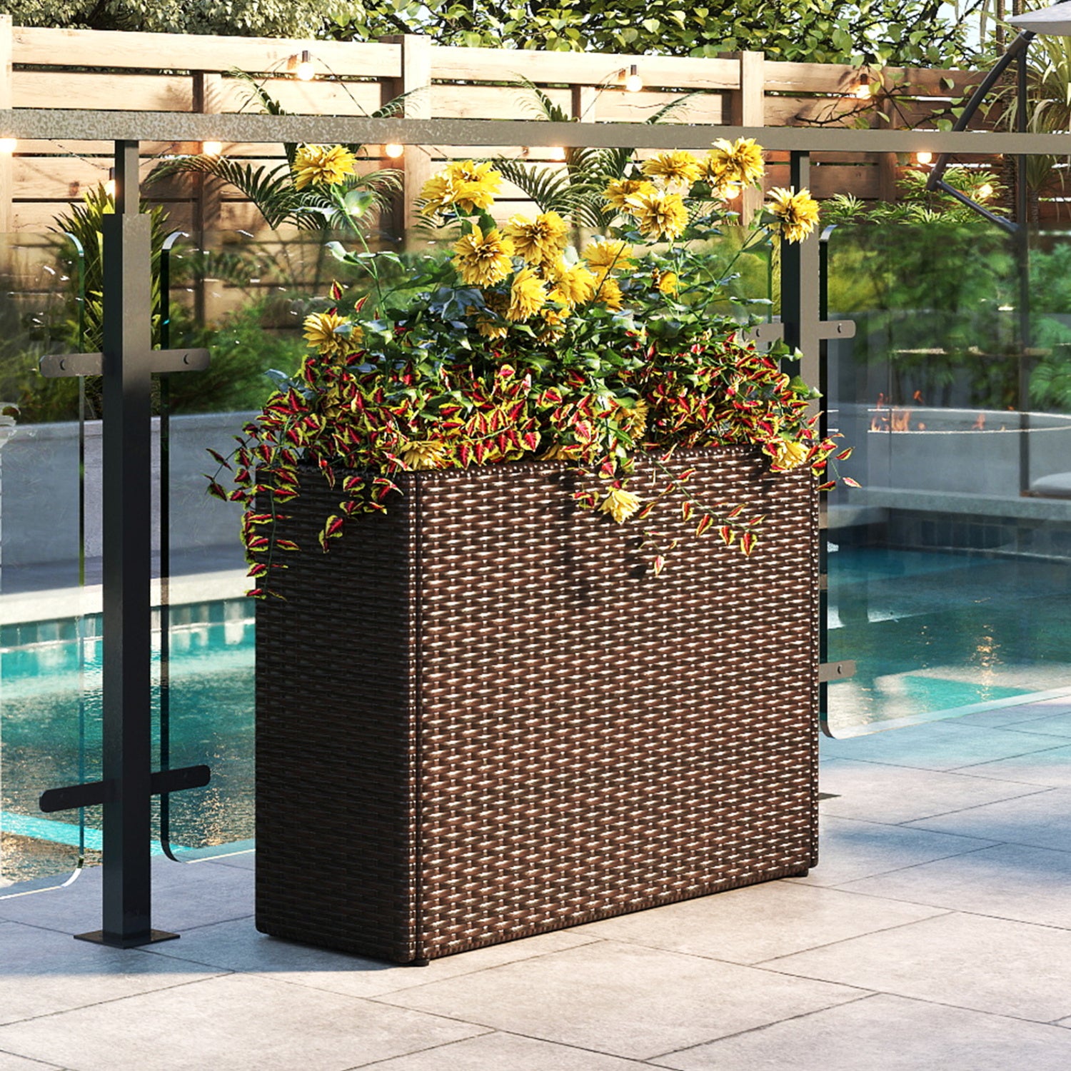 24 Inch Raised Garden Bed, All-Weather PE Rattan Wicker Flowerpot With Liner Raised Garden Beds at Gallery Canada