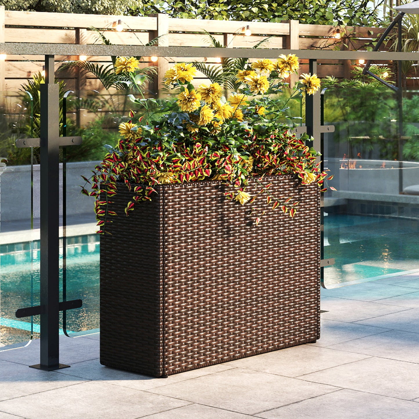 24 Inch Raised Garden Bed, All-Weather PE Rattan Wicker Flowerpot With Liner Raised Garden Beds at Gallery Canada