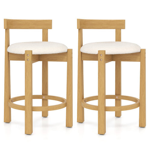 24 Inch Teddy Velvet Counter Height Bar Stools, Set of 2, White