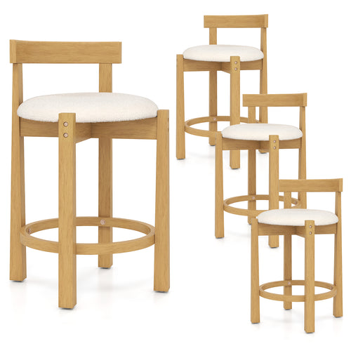 24 Inch Teddy Velvet Counter Height Bar Stools, Set of 4, White