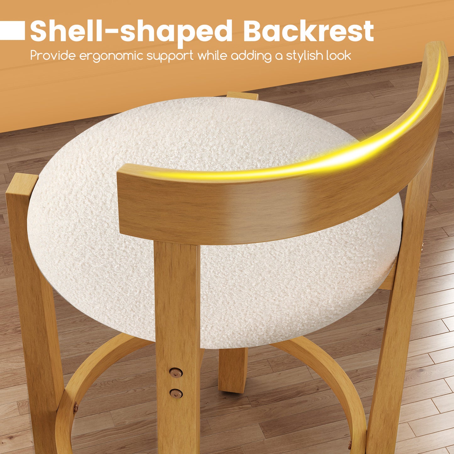 24 Inch Teddy Velvet Counter Height Bar Stools, Set of 4, White Bar Stools at Gallery Canada