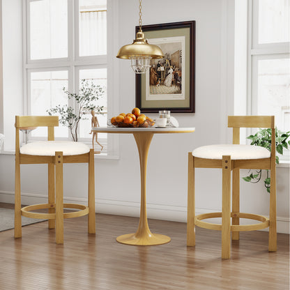 24 Inch Teddy Velvet Counter Height Bar Stools, Set of 4, White Bar Stools at Gallery Canada
