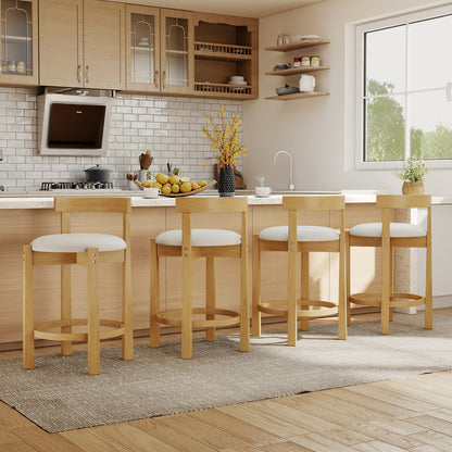 24 Inch Teddy Velvet Counter Height Bar Stools, Set of 4, White Bar Stools at Gallery Canada
