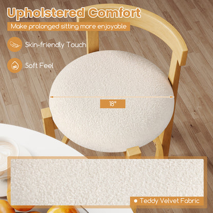 24 Inch Teddy Velvet Counter Height Bar Stools, Set of 4, White Bar Stools at Gallery Canada