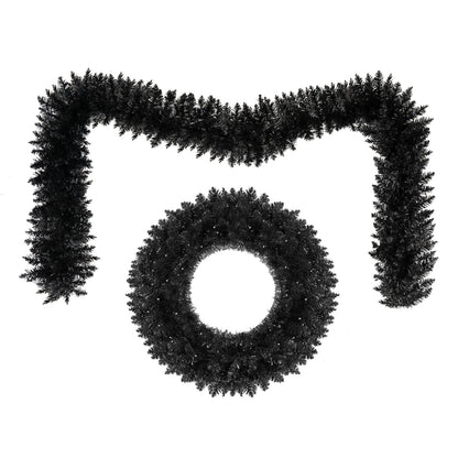 Couronne de 24 pouces, ensemble de guirlande de 9 pieds, centre de table de Noël, 389 branches