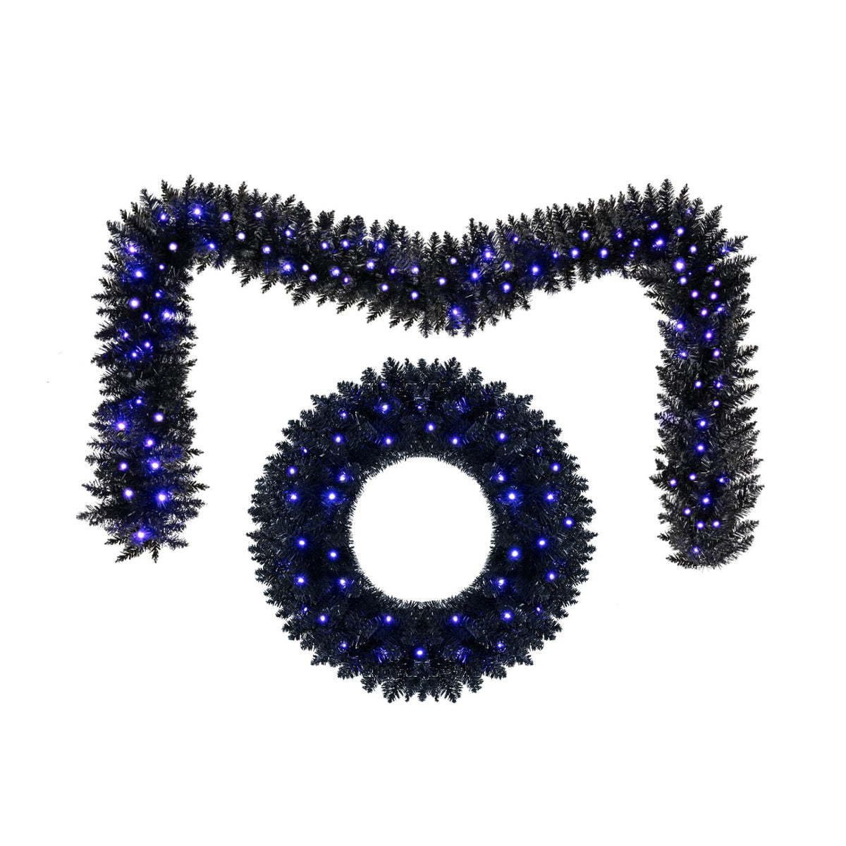 Couronne de 24 pouces, ensemble de guirlande de 9 pieds, centre de table de Noël, 389 branches