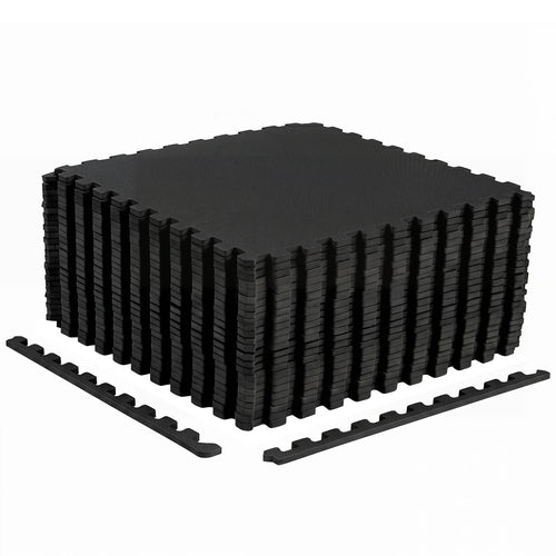 24 Pack Non-Slip Protective Interlocking EVA Foam Floor Tiles, Black