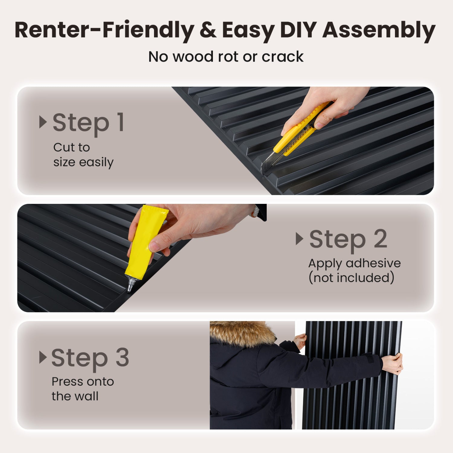 PVC Slat Wall Panels, 24-Pack, Interior Wall Decoration, Black Decorative Accessories at Gallery Canada