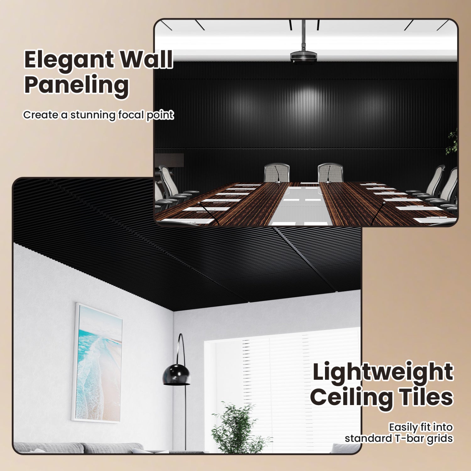 PVC Slat Wall Panels, 24-Pack, Interior Wall Decoration, Black Decorative Accessories at Gallery Canada