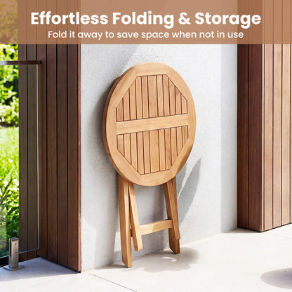 24" Round Solid Teak Outdoor Folding Bistro Table with Footrest Patio Dining Tables at Gallery Canada