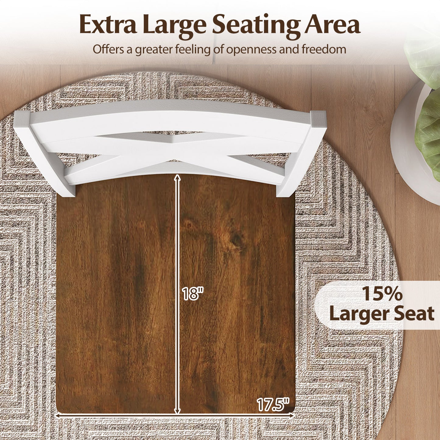 24" Rubberwood Swivel Barstools Set of 2 with Backrest and Large Seat, White Bar Stools at Gallery Canada