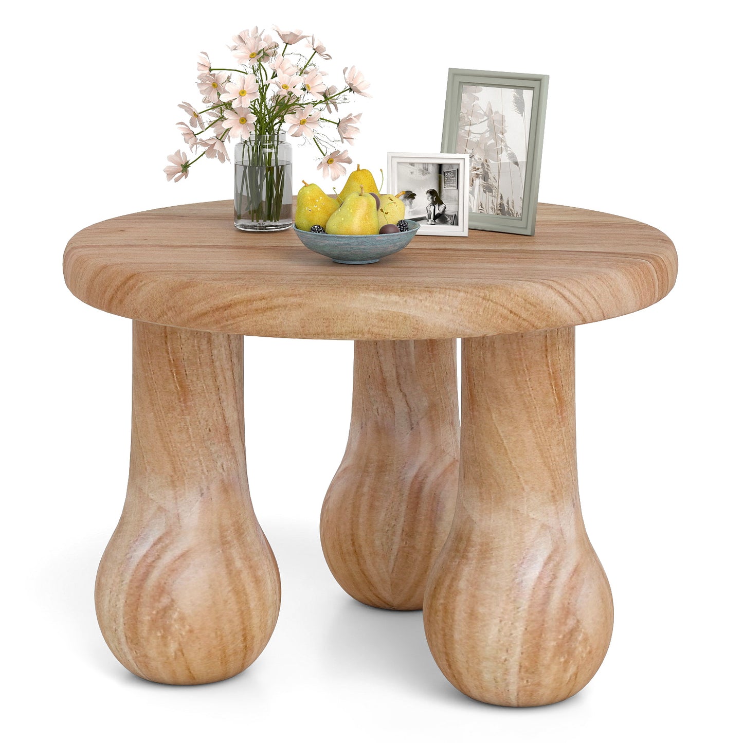 24" Small Solid Mahogany Wood Coffee Table with Thickened Top and Column Legs End & Side Tables at Gallery Canada