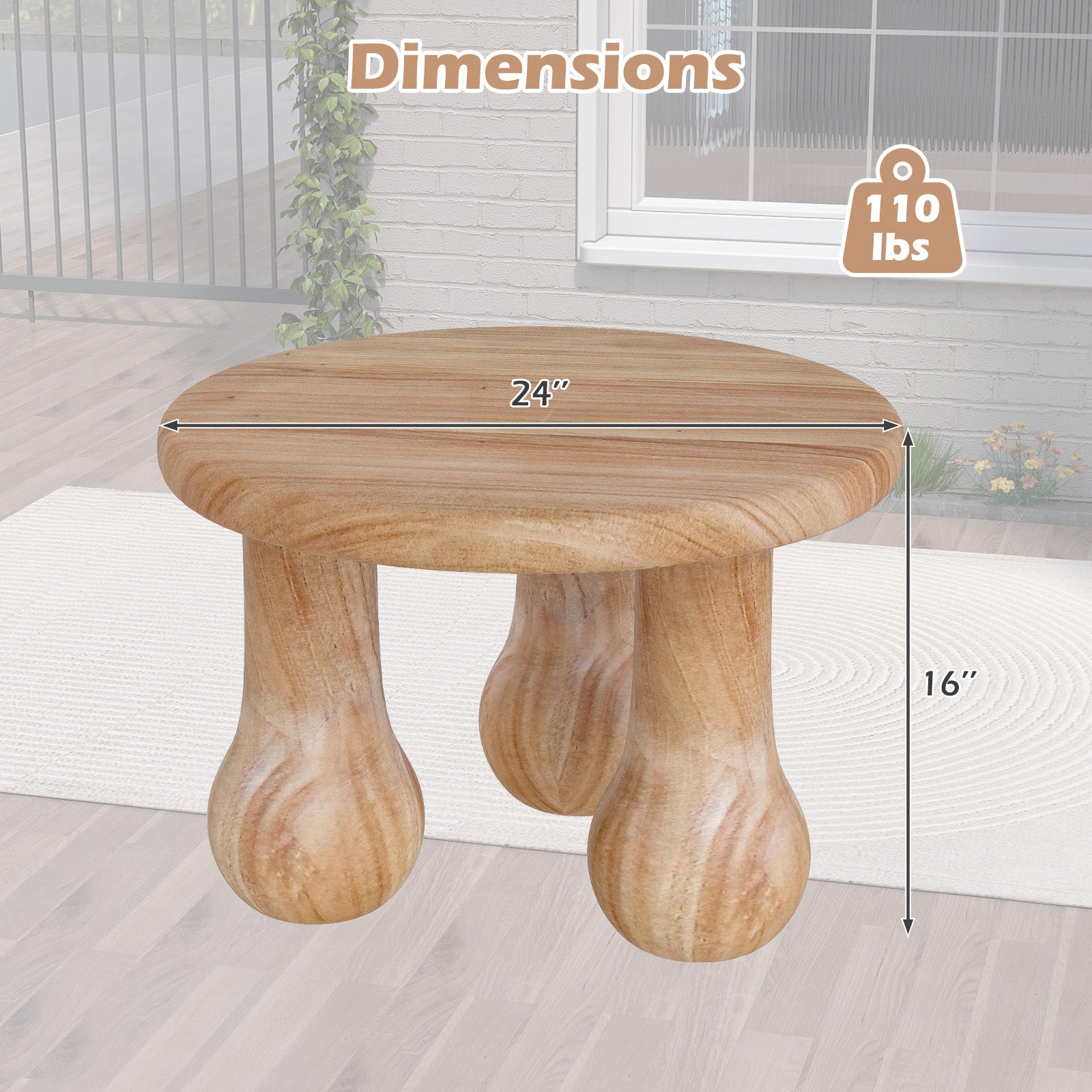 24" Small Solid Mahogany Wood Coffee Table with Thickened Top and Column Legs End & Side Tables at Gallery Canada