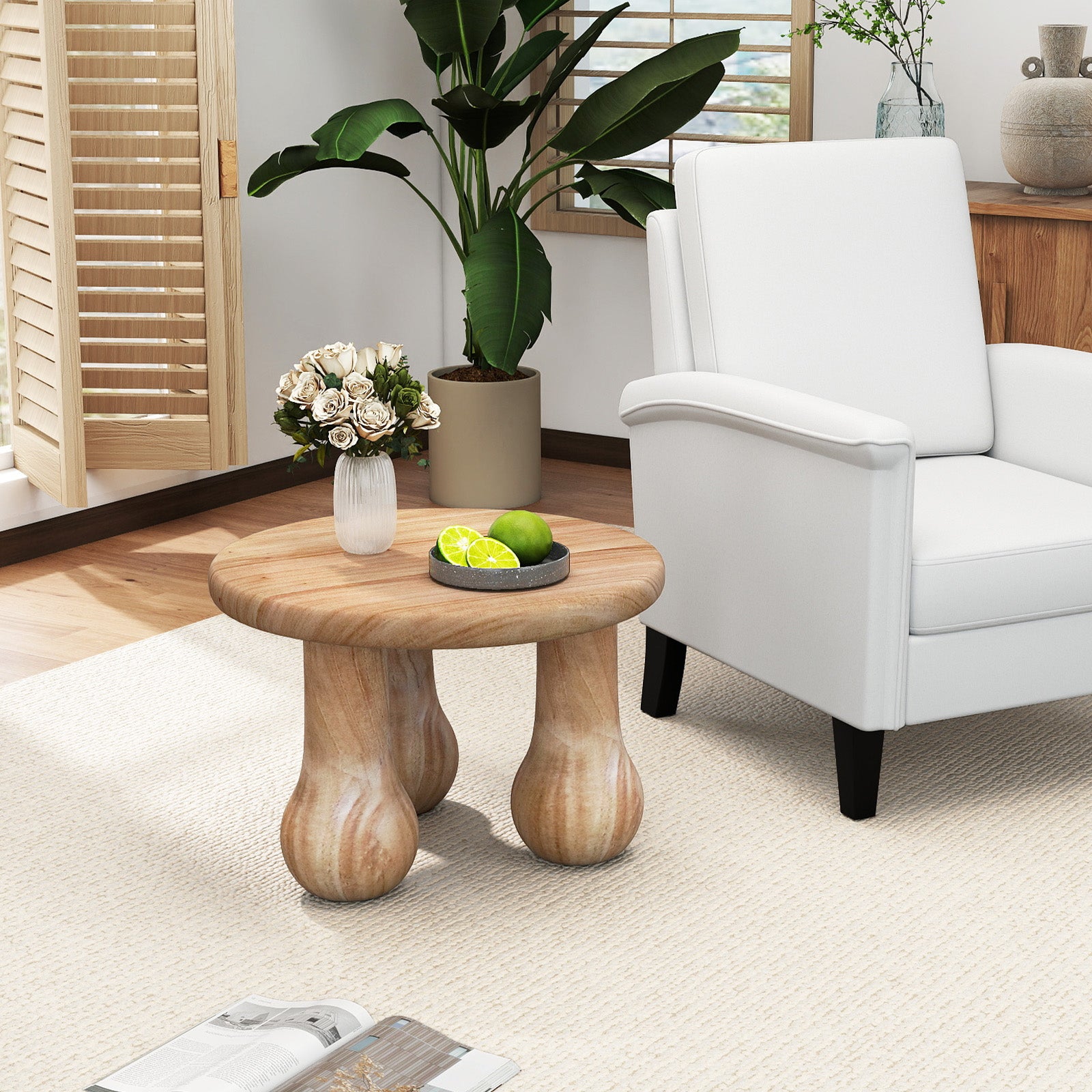 24" Small Solid Mahogany Wood Coffee Table with Thickened Top and Column Legs End & Side Tables at Gallery Canada