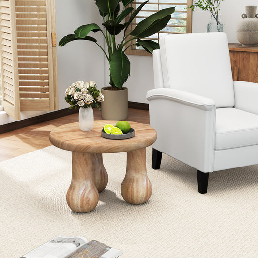 24" Small Solid Mahogany Wood Coffee Table with Thickened Top and Column Legs End & Side Tables Options at Gallery Canada