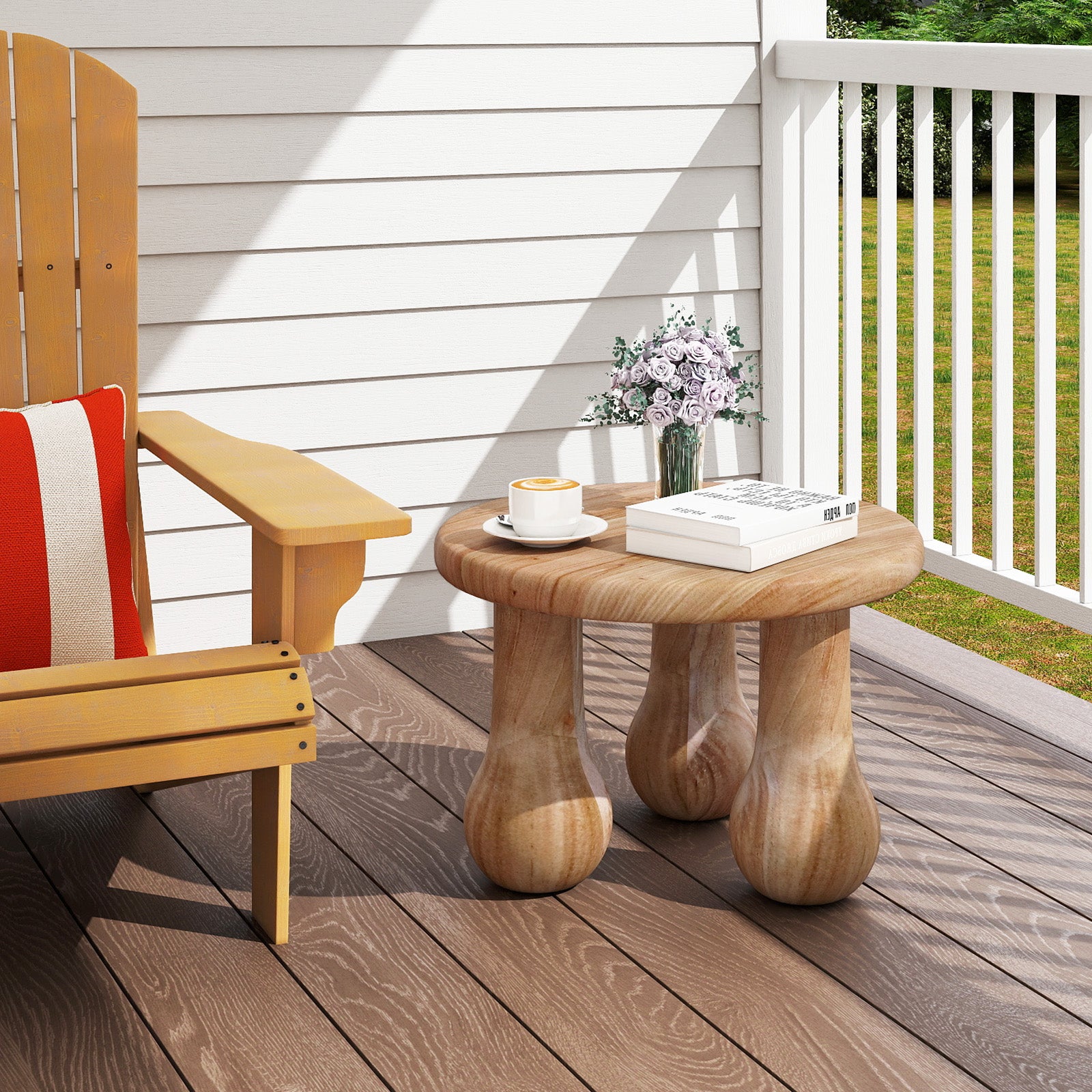 24" Small Solid Mahogany Wood Coffee Table with Thickened Top and Column Legs End & Side Tables at Gallery Canada