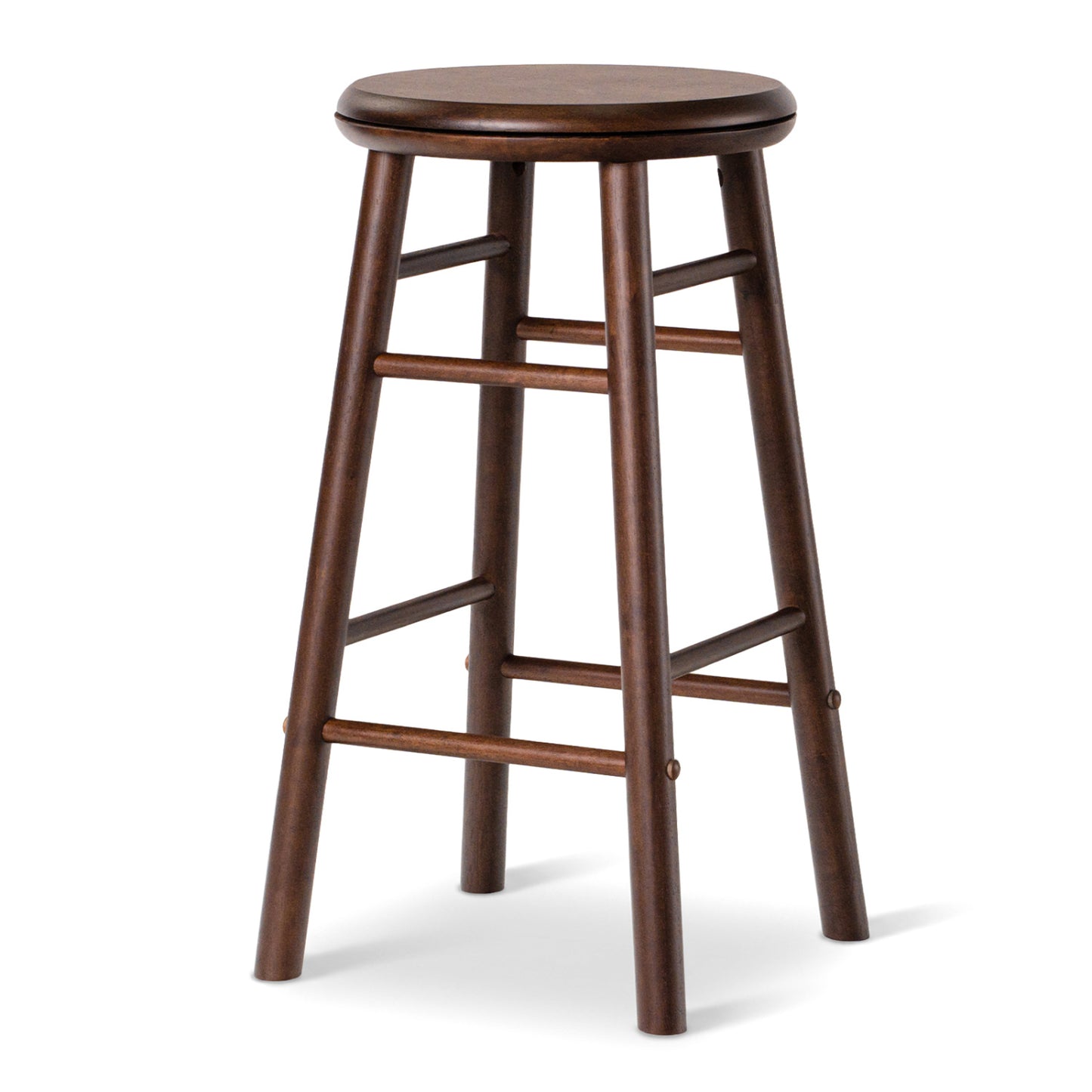 24" Swivel Bar Stools Set of 2 with Footrests, Walnut