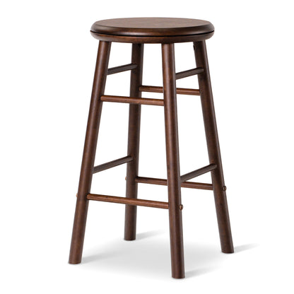 24" Swivel Bar Stools Set of 2 with Footrests, Walnut