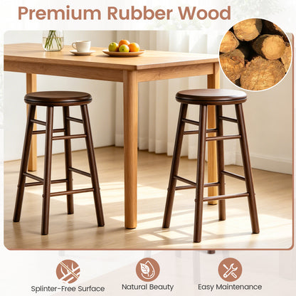 24" Swivel Bar Stools Set of 2 with Footrests, Walnut