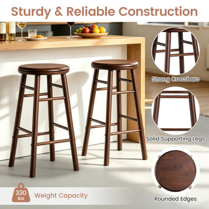 24" Swivel Bar Stools Set of 2 with Footrests, Walnut