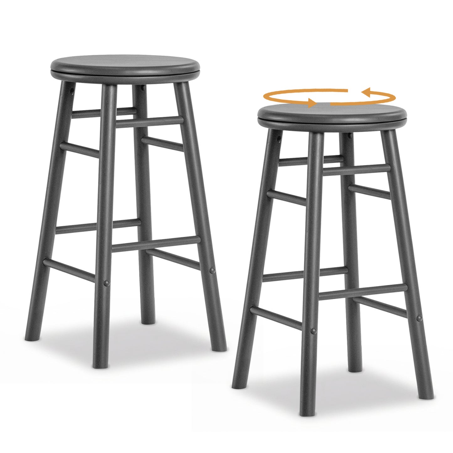 24" Swivel Bar Stools Set of 2, Gray Bar Stools at Gallery Canada