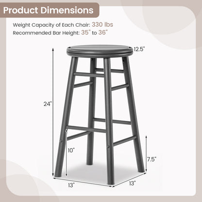 24" Swivel Bar Stools Set of 2, Gray Bar Stools at Gallery Canada