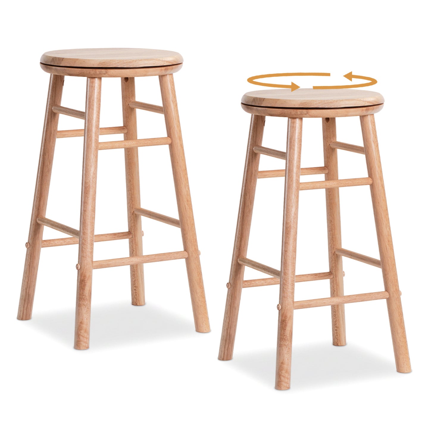 24" Swivel Bar Stools Set of 2, Natural Bar Stools at Gallery Canada