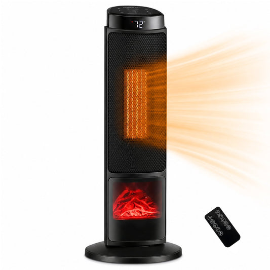 24 Inch 1500W PTC Ceramic Tower Heater, Black Space Heaters Black at Gallery Canada