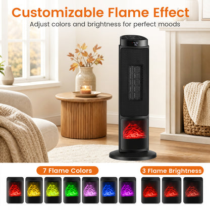 24 Inch 1500W PTC Ceramic Tower Heater, Black