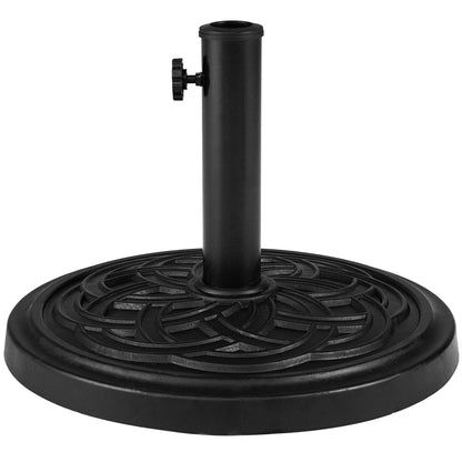 Base d'ombrelle ronde de 24 lbs, bouton réglable, 2 adaptateurs, noir